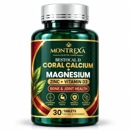 Montrexa BESTOCAL-D coral calcium, magnesium, zinc and vitamin D3 dietary supplement bottle, 30 tablets